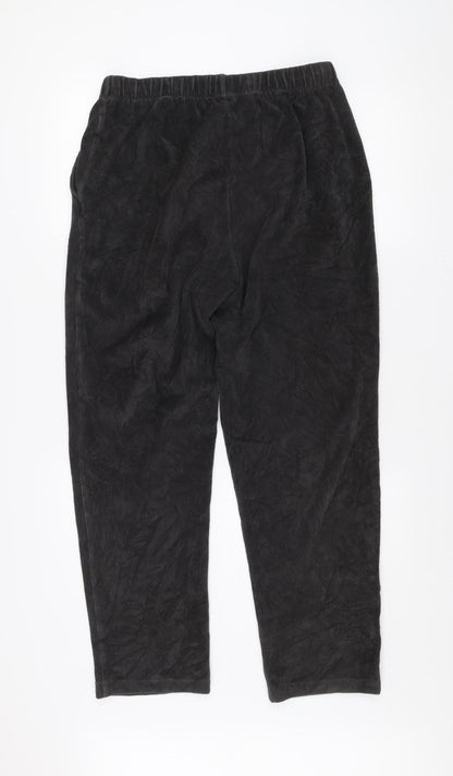 Mens UK Size M Lands' End Regular Fit Casual Black Trousers