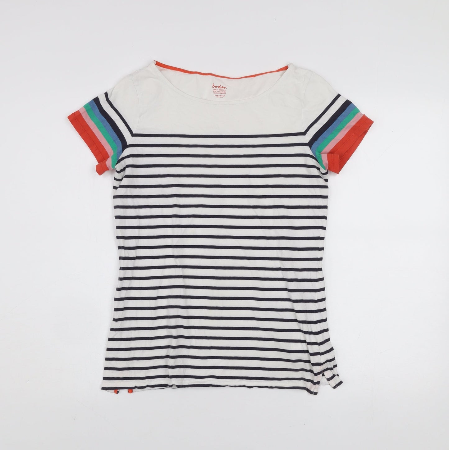 Boden Women’s Multicoloured Striped Boat Neck T-Shirt UK 8