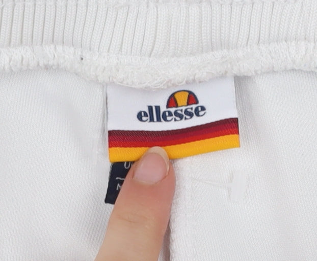 Ellesse Womens White Jogger Trousers Size 10 Colourblock Polyester Gym Pants