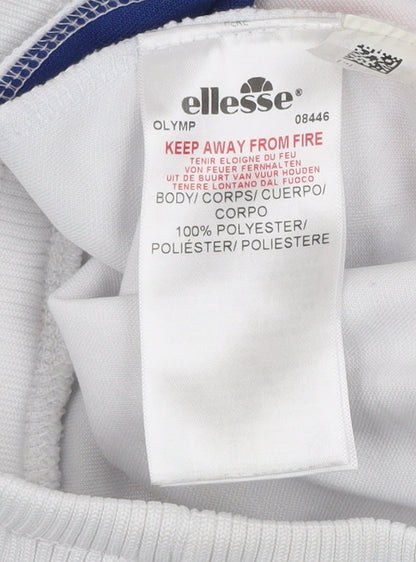Ellesse Womens White Jogger Trousers Size 10 Colourblock Polyester Gym Pants
