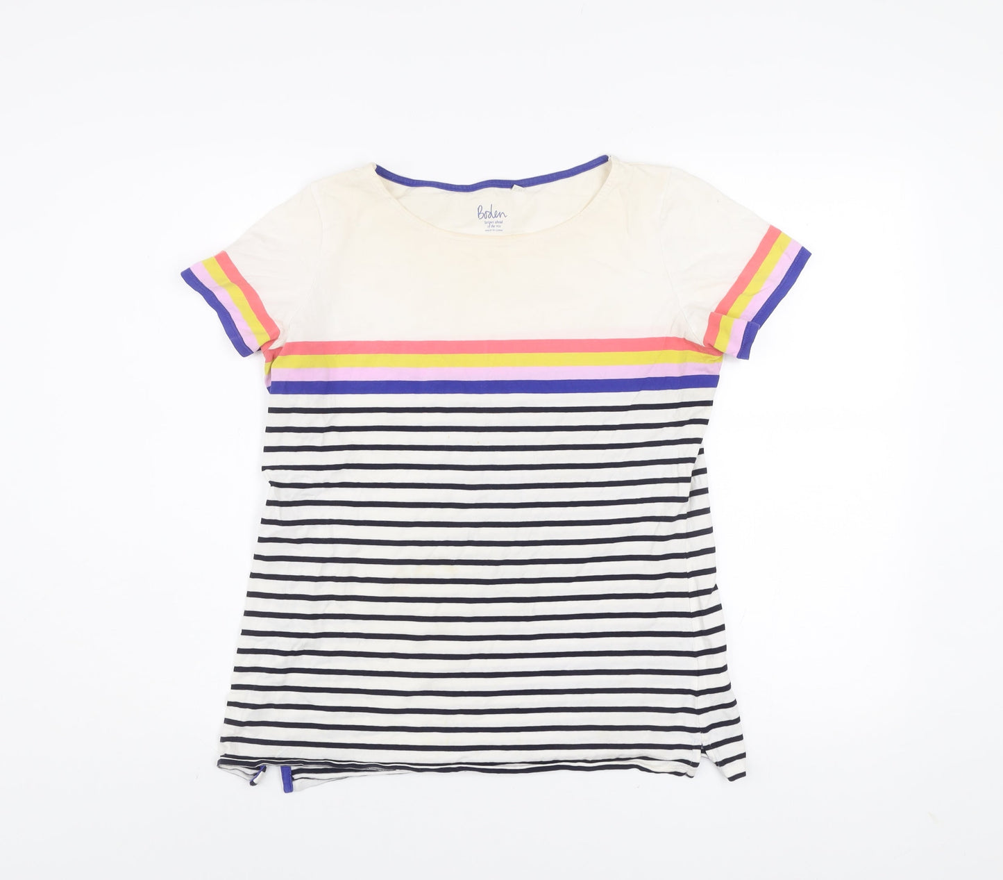 Boden Womens Multicoloured Striped Cotton T-Shirt UK 14