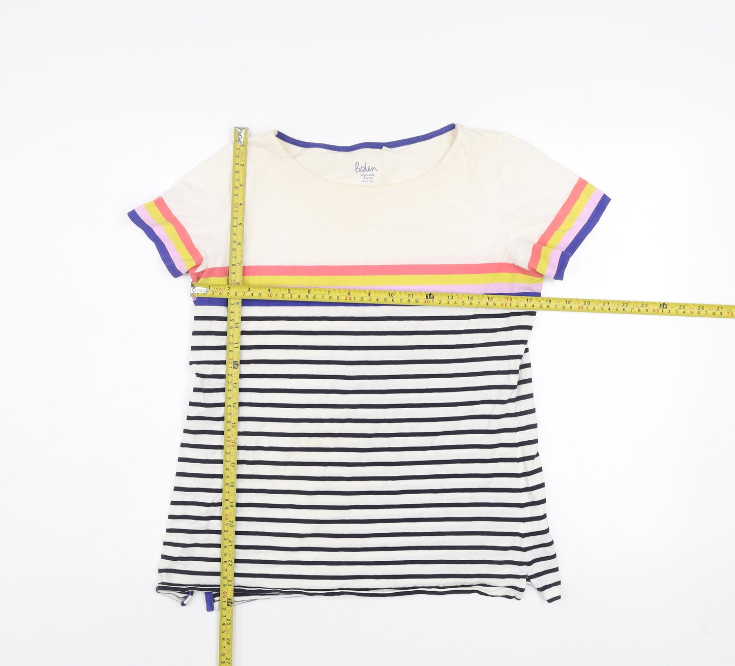 Boden Womens Multicoloured Striped Cotton T-Shirt UK 14