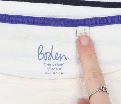 Boden Womens Multicoloured Striped Cotton T-Shirt UK 14