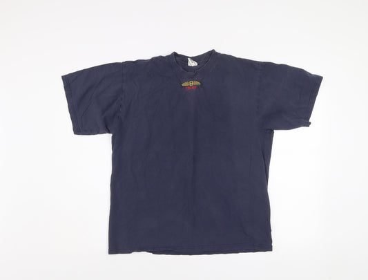 Jerzees Men Blue Vintage Cotton Crew Neck Short Sleeve T-Shirt M