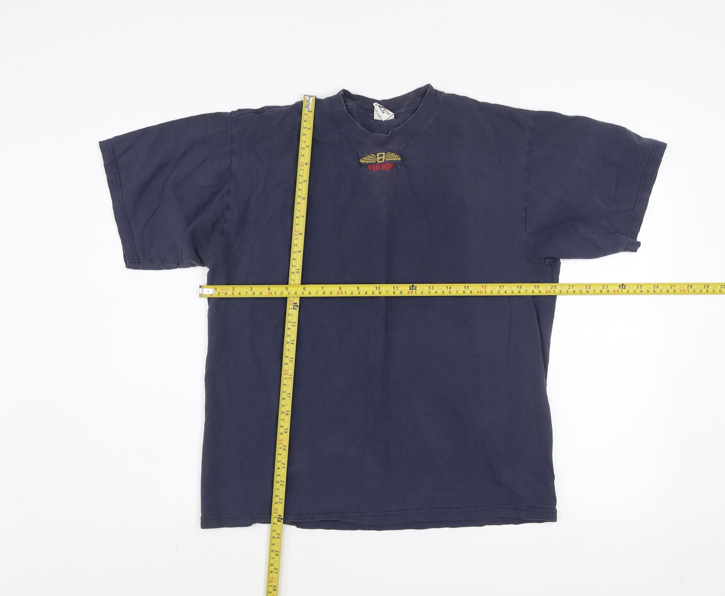 Jerzees Men Blue Vintage Cotton Crew Neck Short Sleeve T-Shirt M