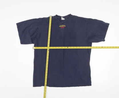 Jerzees Men Blue Vintage Cotton Crew Neck Short Sleeve T-Shirt M