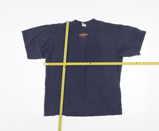 Jerzees Men Blue Vintage Cotton Crew Neck Short Sleeve T-Shirt M