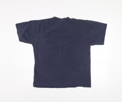 Jerzees Men Blue Vintage Cotton Crew Neck Short Sleeve T-Shirt M