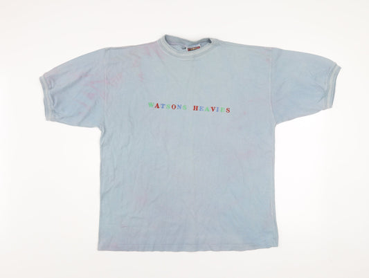 Watsons Heavies Men's Blue Vintage Cotton Crew Neck T-Shirt One Size