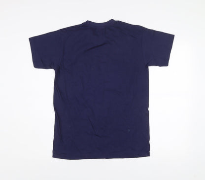 Moomeny Plus Men's Blue Keep Walking Cotton Graphic T-Shirt Size S