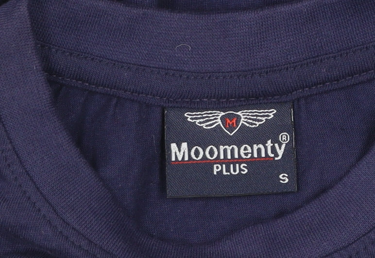 Moomeny Plus Men's Blue Keep Walking Cotton Graphic T-Shirt Size S