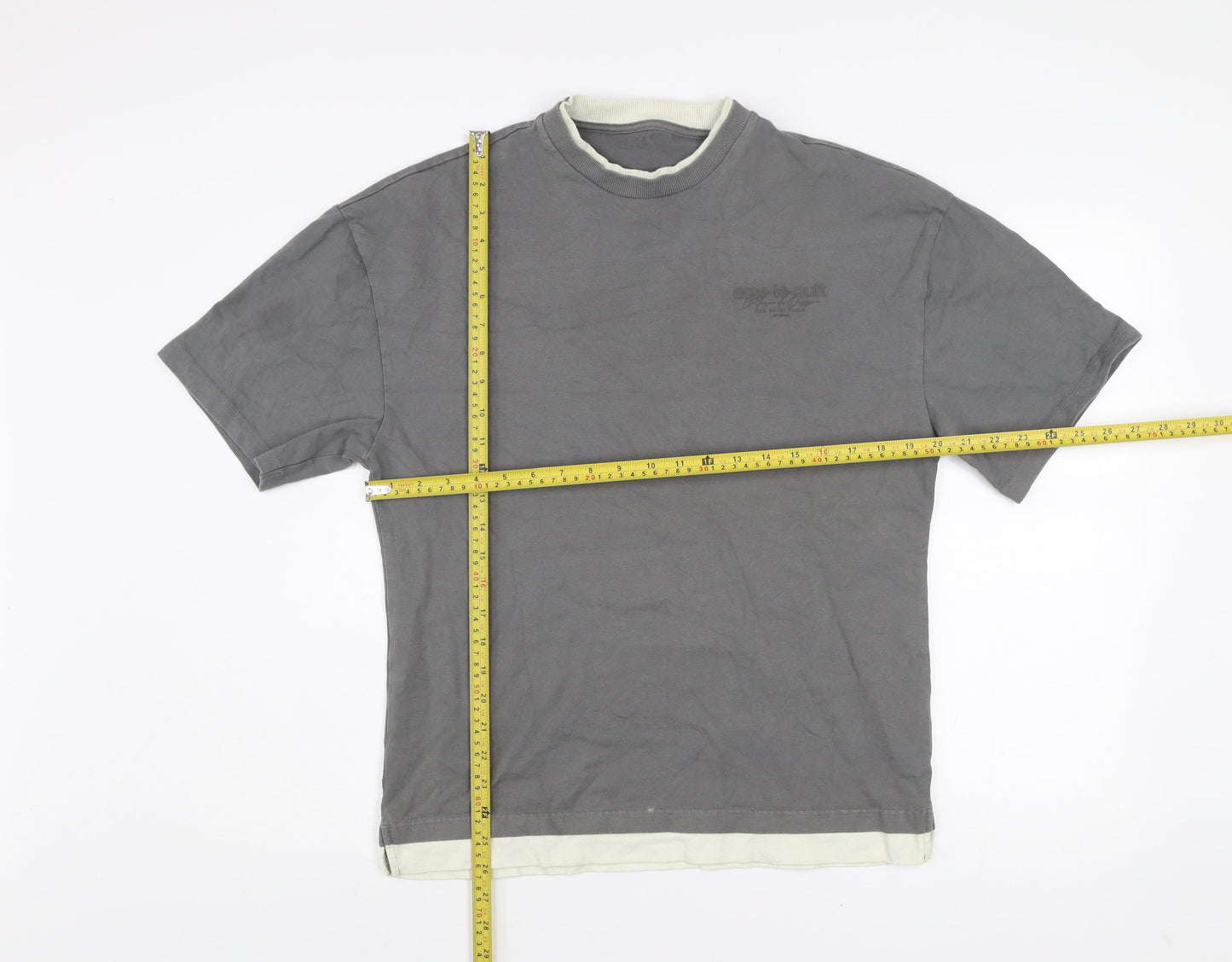 River Island Men's Grey Crew Neck Cotton T-Shirt Size S