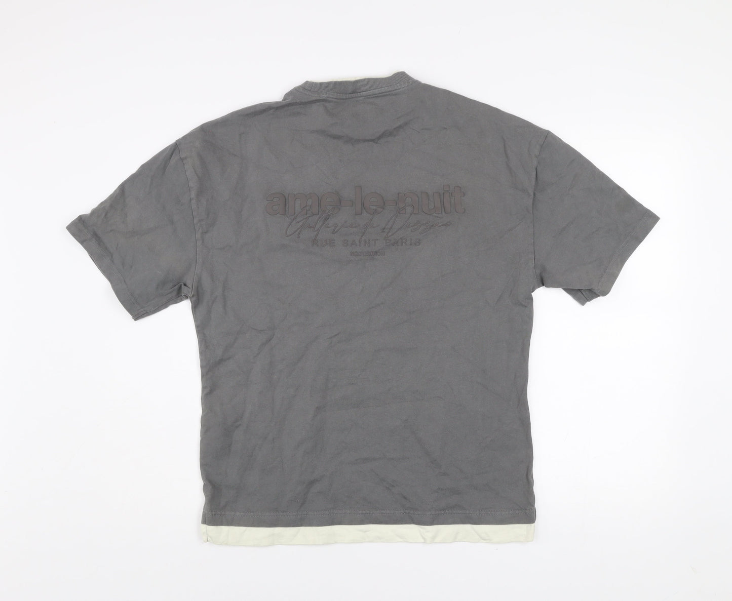 River Island Men's Grey Crew Neck Cotton T-Shirt Size S