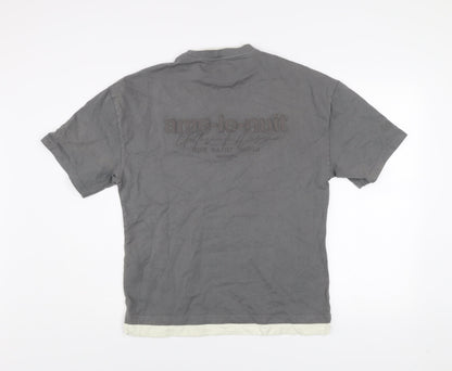 River Island Men's Grey Crew Neck Cotton T-Shirt Size S