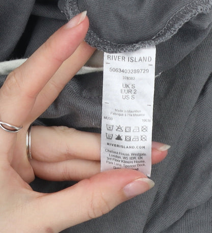 River Island Men's Grey Crew Neck Cotton T-Shirt Size S