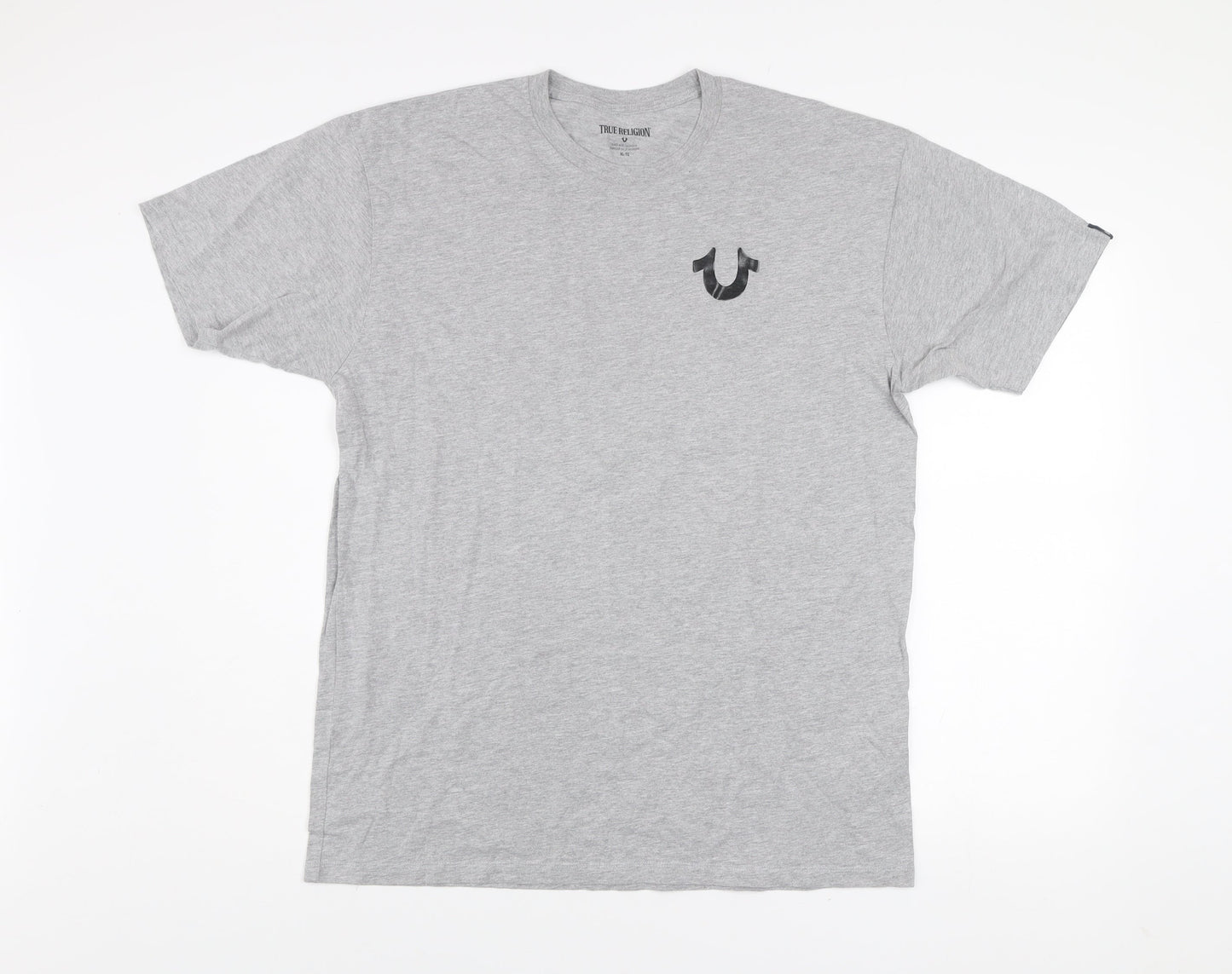 True Religion Men's Grey XL Graphic Logo Crew Neck T-Shirt