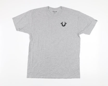 True Religion Men's Grey XL Graphic Logo Crew Neck T-Shirt