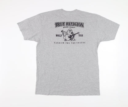 True Religion Men's Grey XL Graphic Logo Crew Neck T-Shirt