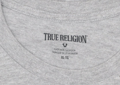 True Religion Men's Grey XL Graphic Logo Crew Neck T-Shirt