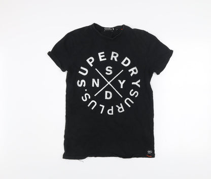 Superdry Men's Black Graphic Logo T-Shirt Size S Short Sleeve Cotton