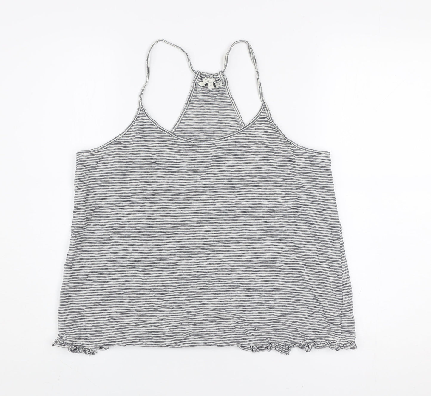 FatFace Women’s Grey Striped Cotton Spaghetti Strap Tank Top M