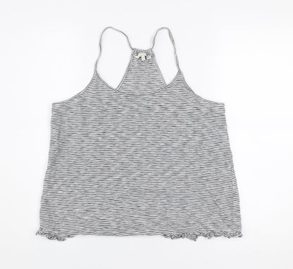 FatFace Women’s Grey Striped Cotton Spaghetti Strap Tank Top M