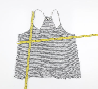 FatFace Women’s Grey Striped Cotton Spaghetti Strap Tank Top M