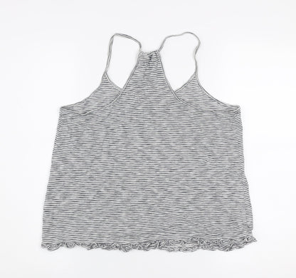 FatFace Women’s Grey Striped Cotton Spaghetti Strap Tank Top M