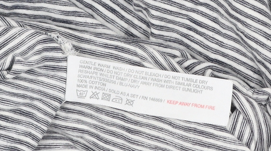 FatFace Women’s Grey Striped Cotton Spaghetti Strap Tank Top M