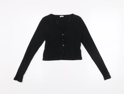 Cotton On Women’s Black V-Neck Button Cardigan XS
