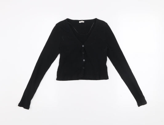 Cotton On Women’s Black V-Neck Button Cardigan XS