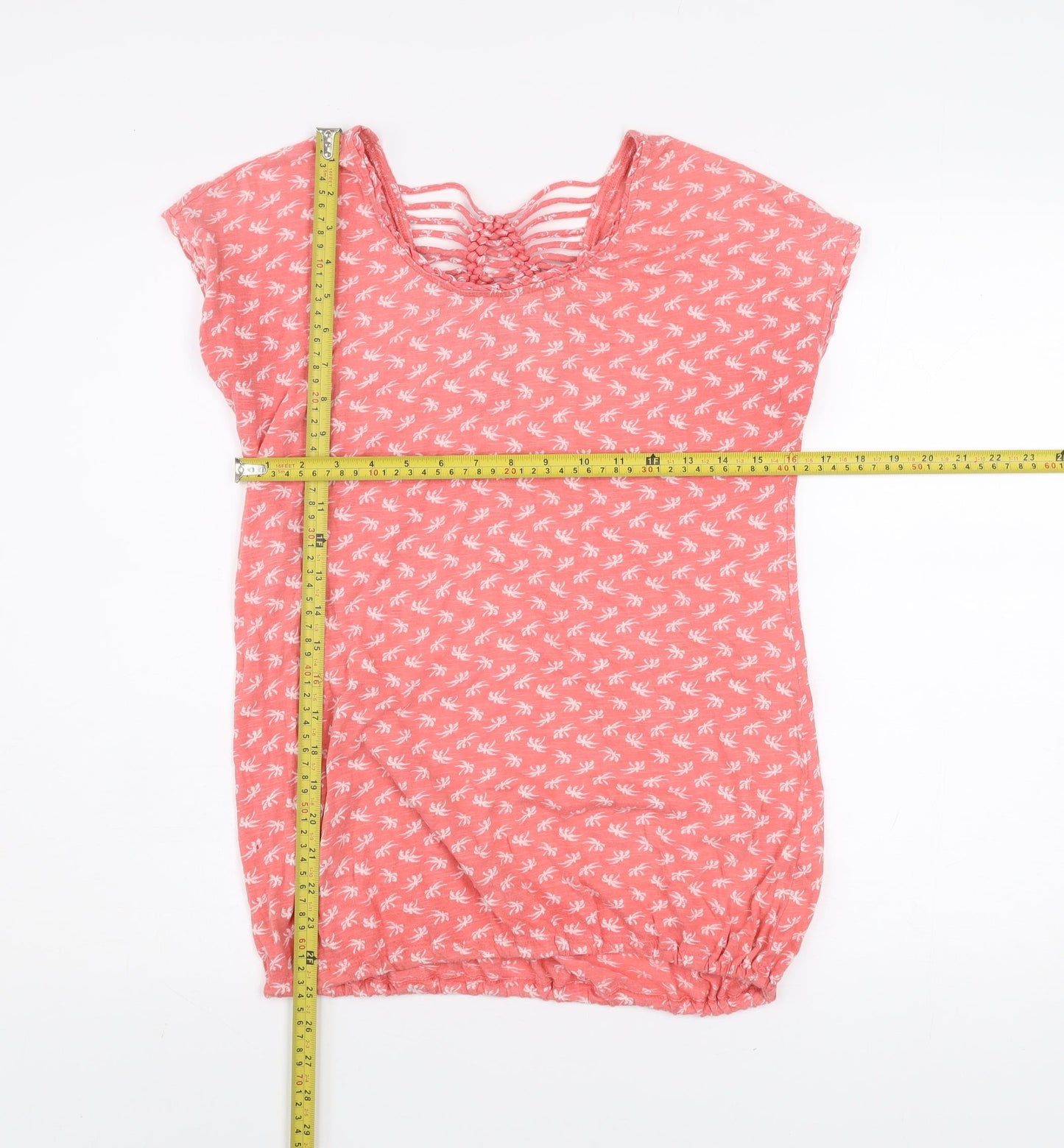 Fat Face Womens Pink Cotton Tropical Print Short Sleeve T-Shirt Size 8