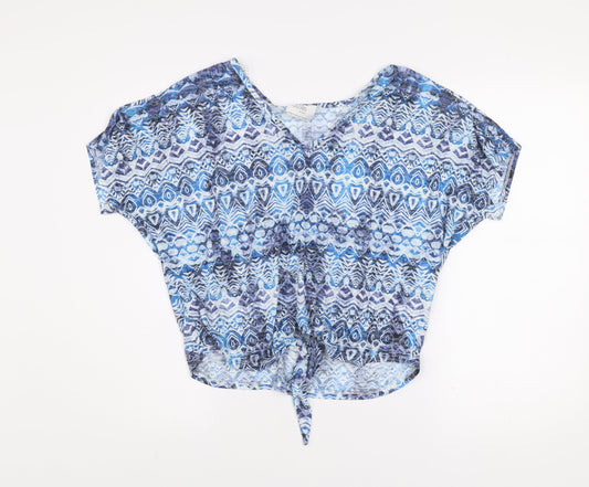 Womens UK Size M Wallis Blue Cropped Blouse