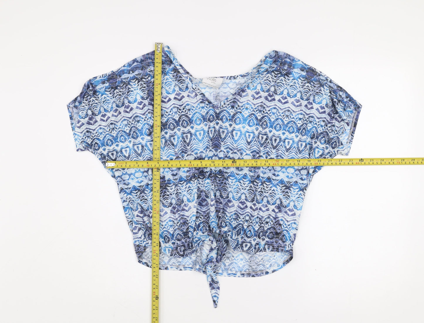 Womens UK Size M Wallis Blue Cropped Blouse