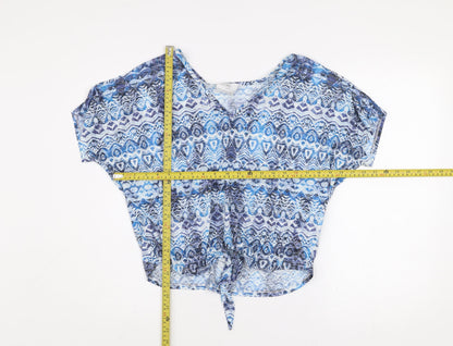 Womens UK Size M Wallis Blue Cropped Blouse