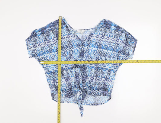 Womens UK Size M Wallis Blue Cropped Blouse