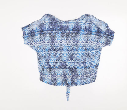 Womens UK Size M Wallis Blue Cropped Blouse