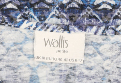 Womens UK Size M Wallis Blue Cropped Blouse