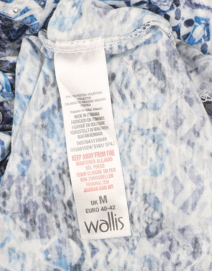 Womens UK Size M Wallis Blue Cropped Blouse