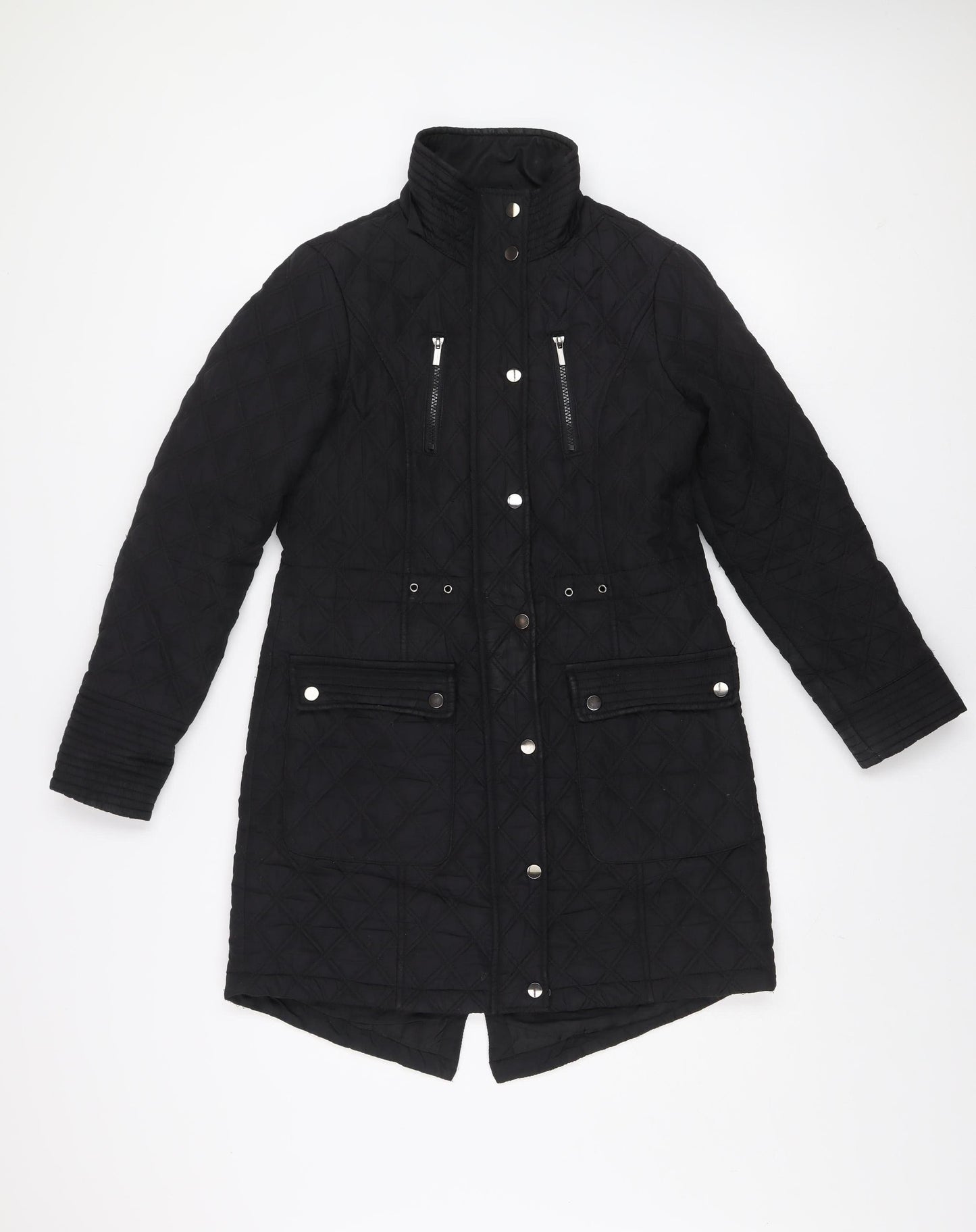 Womens UK Size 8 TU Black Quilted Coat