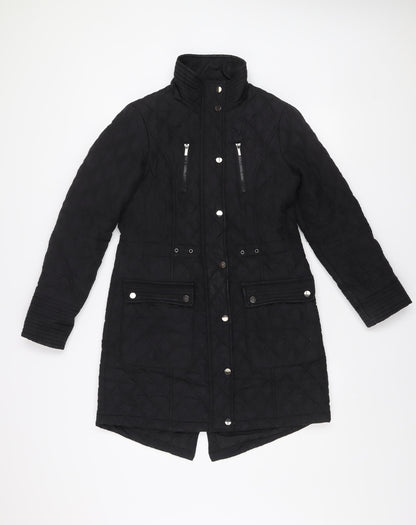 Womens UK Size 8 TU Black Quilted Coat
