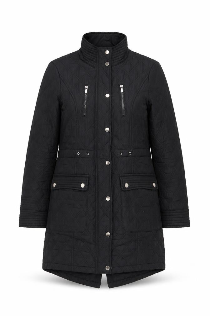 Womens UK Size 8 TU Black Quilted Coat