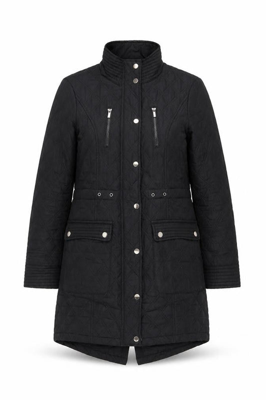 Womens UK Size 8 TU Black Quilted Coat