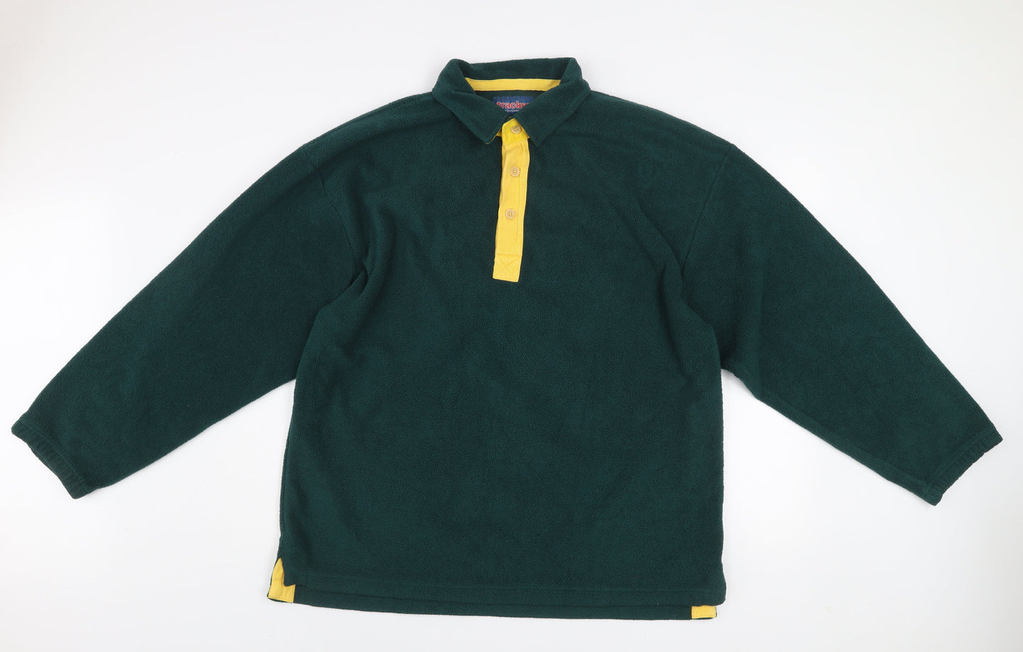Tracker Mens Green Fleece Henley Sweatshirt Size L Outdoor Warm Top