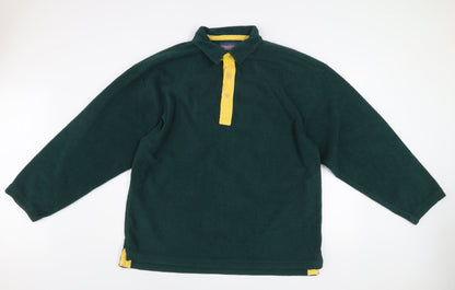 Tracker Mens Green Fleece Henley Sweatshirt Size L Outdoor Warm Top