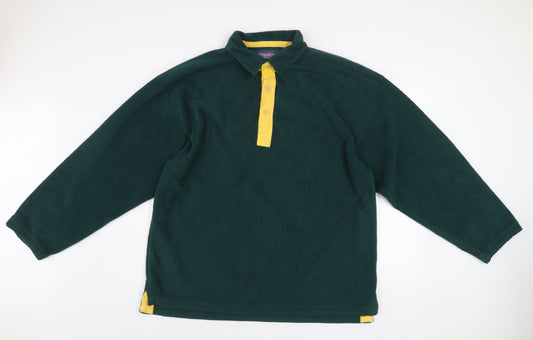 Tracker Mens Green Fleece Henley Sweatshirt Size L Outdoor Warm Top