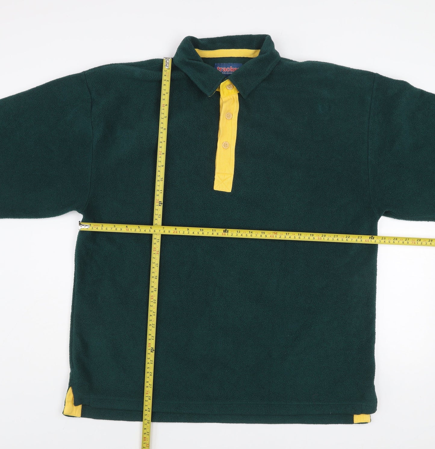 Tracker Mens Green Fleece Henley Sweatshirt Size L Outdoor Warm Top