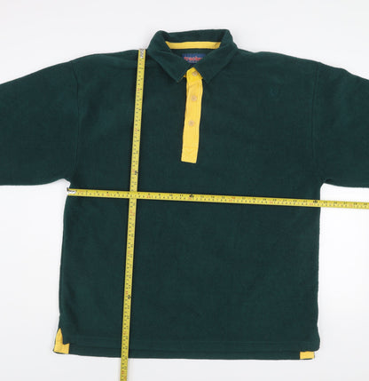 Tracker Mens Green Fleece Henley Sweatshirt Size L Outdoor Warm Top