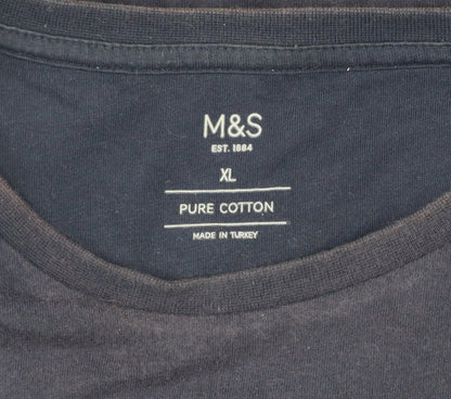 Marks and Spencer Men's Blue XL Japanese Graphic Cotton T-Shirt