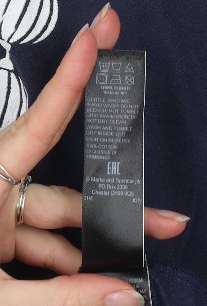 Marks and Spencer Men's Blue XL Japanese Graphic Cotton T-Shirt